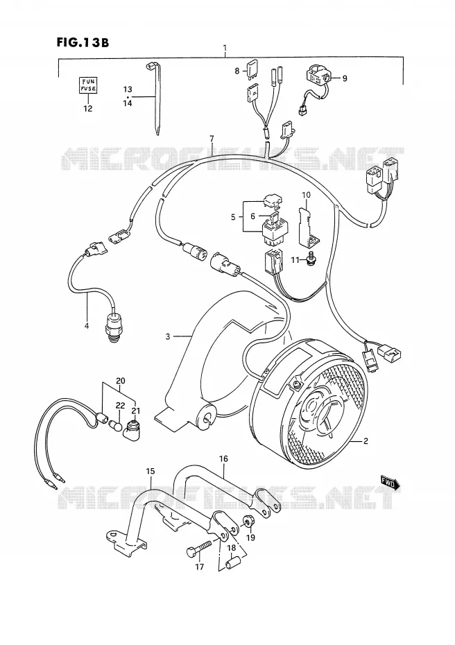 VENTILATEUR DE REFROIDISSEMENT (MODELE N/P/R/S:OPTIONNEL) Suzuki QUAD 250 OZARK 1991  LT-F250M(E28)