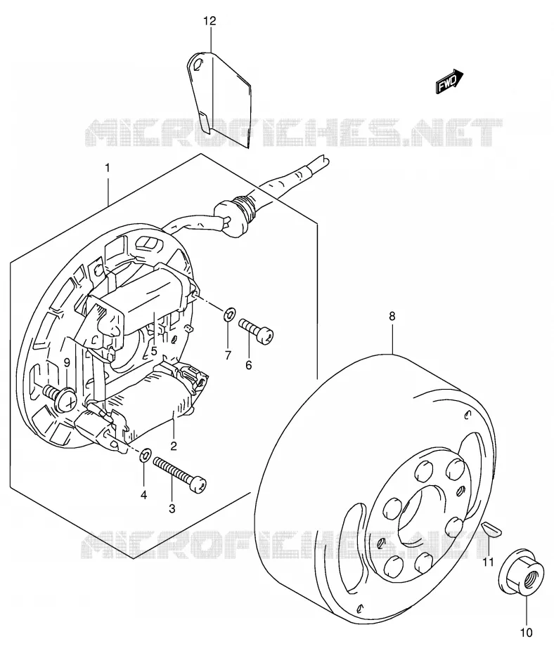 ALLUMAGE ROTOR - STATOR Suzuki QUAD 80 QUADSPORT 2006  LT80K6(P3/P28)