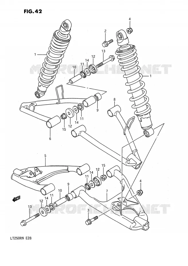AMORTISSEUR - TRIANGLES (MODELE H/J/K/L/M) Suzuki QUAD 250 QUADRACER 1989  LT250RK(E28)