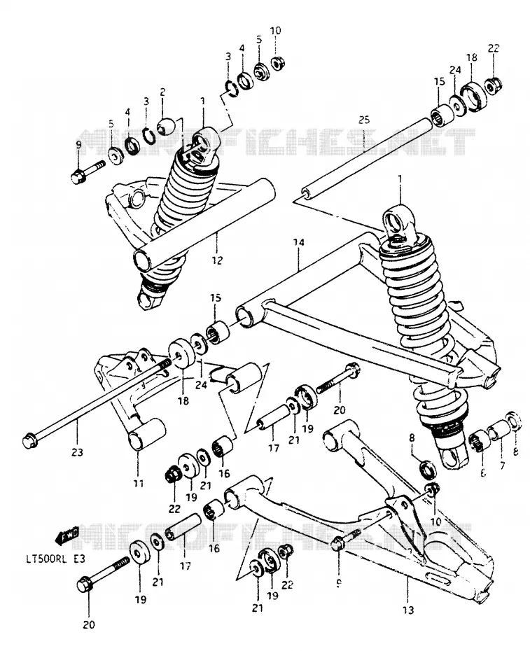 AMORTISSEUR - TRIANGLES (MODELE H) Suzuki QUAD 500 QUADRACER 1989  LT500RK(H/J/K/L)