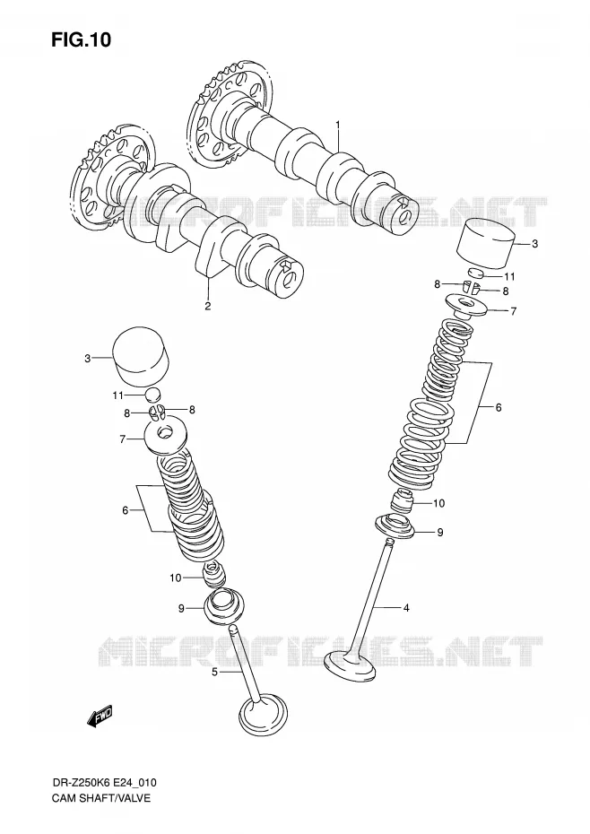 ARBRE A CAMES - SOUPAPES Suzuki MOTO 400 DR-Z 2009  DR-Z250K9(E24)