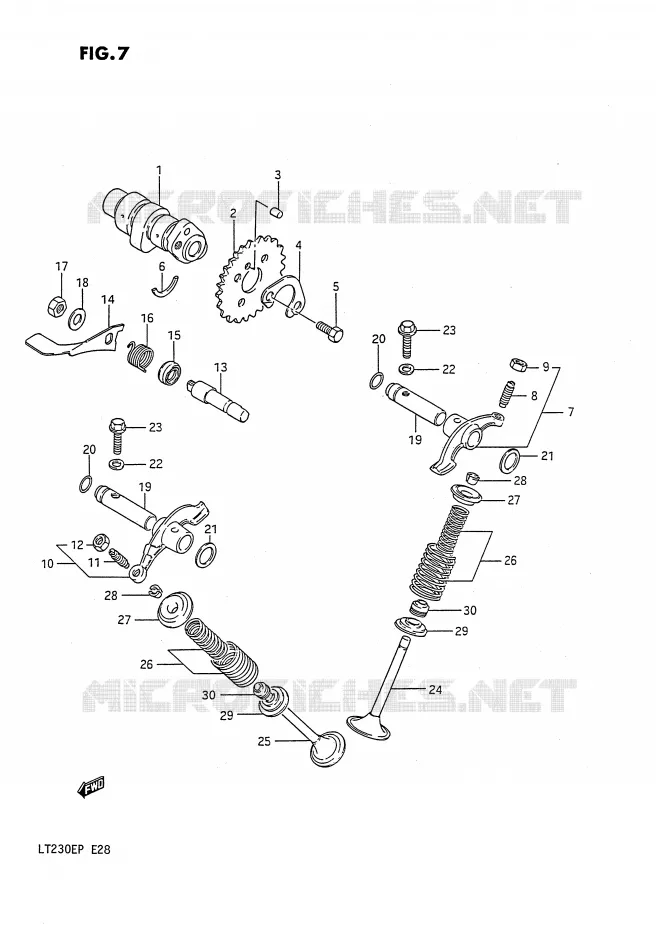ARBRE A CAMES - SOUPAPES Suzuki QUAD 230 QUADSPORT 1987  LT230EH(E28)