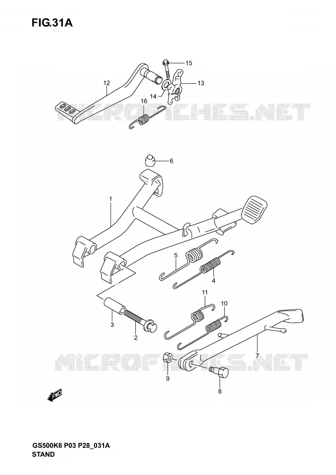 BEQUILLE (MODELE K4/K5/K6) Suzuki MOTO 500 GS-F 2006  GS500FK6(P3)