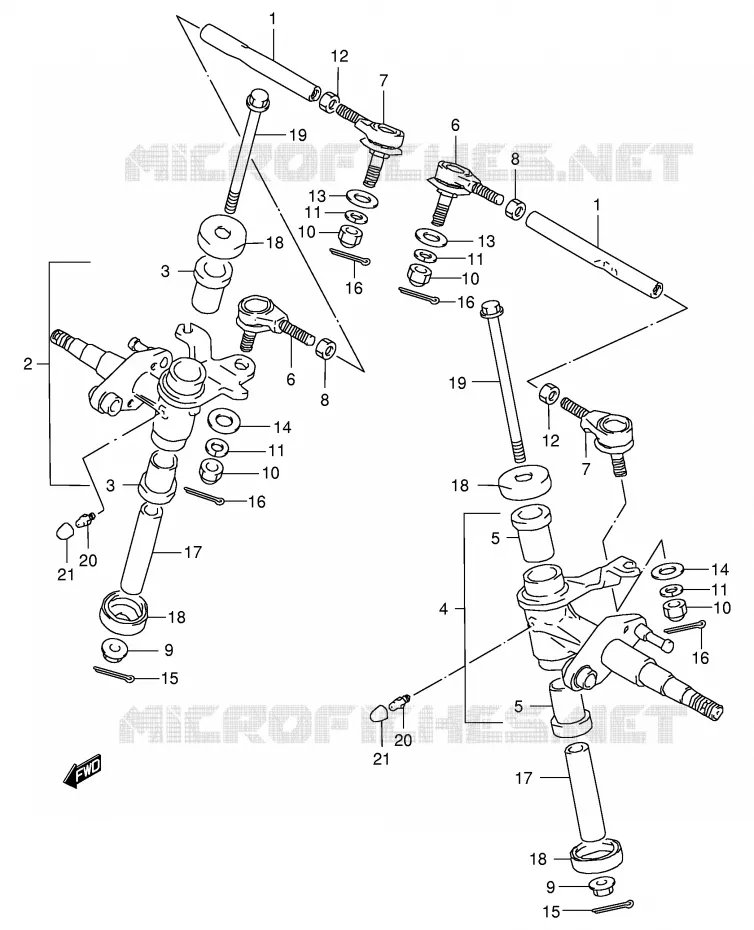 BIELLETTE DE DIRECTION - MOYEU Suzuki QUAD 80 QUADSPORT 2003  LT80K3(P3/P28)