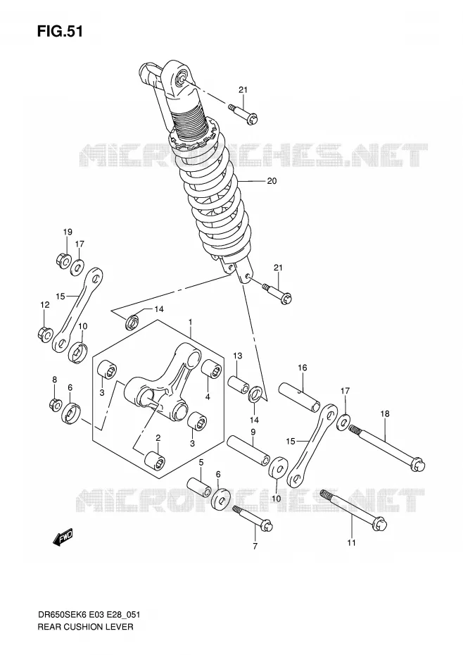 BIELLETTE DE SUSPENSION ARRIERE Suzuki MOTO 650 DR 2007  DR650SEK7(E3/E28)