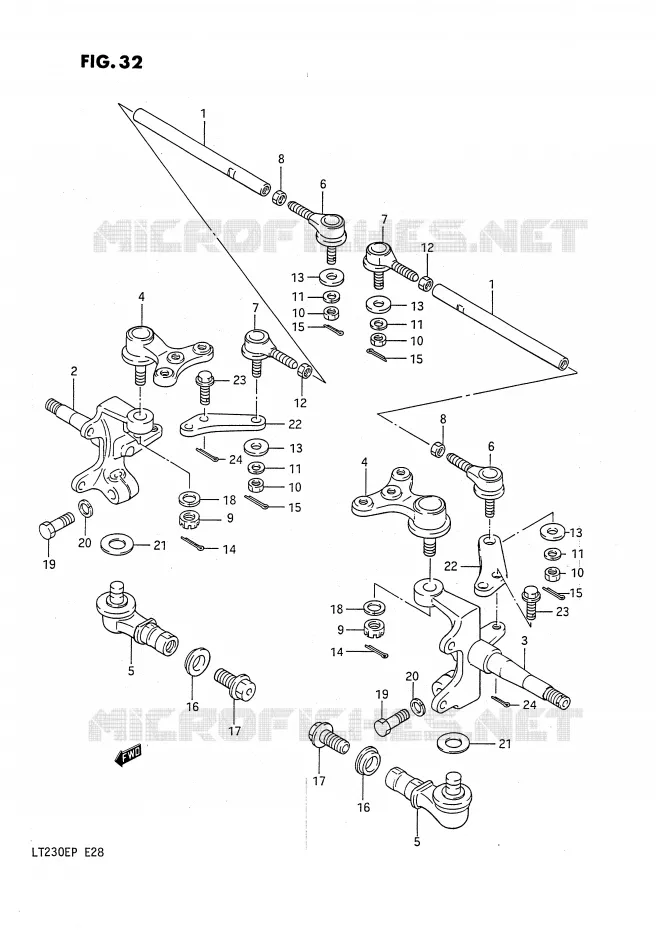 BIELLETTES DE DIRECTION - MOYEU Suzuki QUAD 230 QUADSPORT 1993  LT230EP(E28)