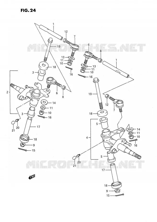 BIELLETTES DE DIRECTION - MOYEU Suzuki QUAD 80 QUADSPORT 1987  LT80H(P1)