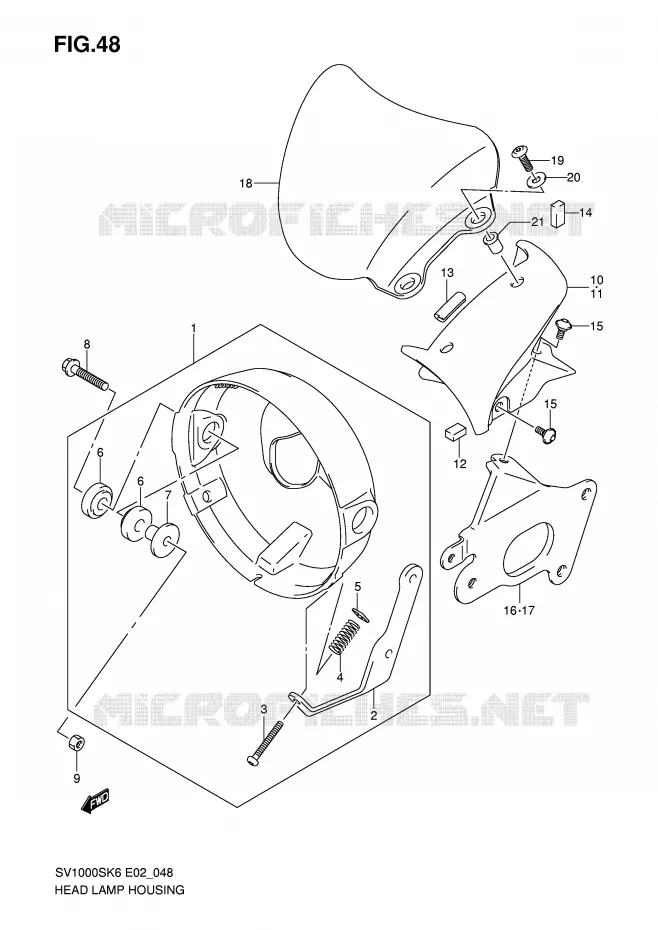 BOL DE PHARE (SV1000) Suzuki MOTO 1000 SV 2006  SV1000S2K6(E2)