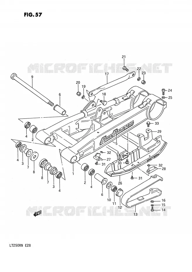 BRAS OSCILLANT ARRIERE (MODELE G) Suzuki QUAD 250 QUADRACER 1989  LT250RK(E28)