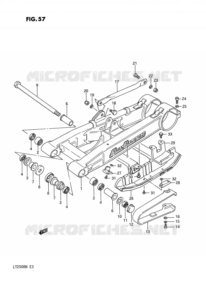 BRAS OSCILLANT ARRIERE (MODELE G) Suzuki QUAD 250 QUADRACER 1992  LT250RN(E3)