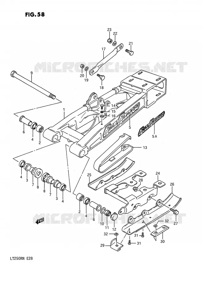 BRAS OSCILLANT ARRIERE (MODELE H/J/K/L) Suzuki QUAD 250 QUADRACER 1989  LT250RK(E28)