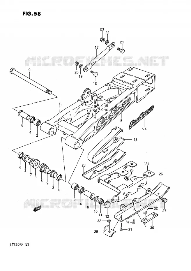 BRAS OSCILLANT ARRIERE (MODELE H/J/K/L) Suzuki QUAD 250 QUADRACER 1990  LT250RL(E3)