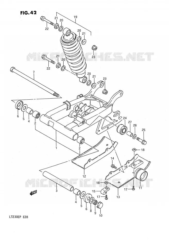 BRAS OSCILLANT ARRIERE (MODELE H) Suzuki QUAD 230 QUADSPORT 1987  LT230EH(E28)