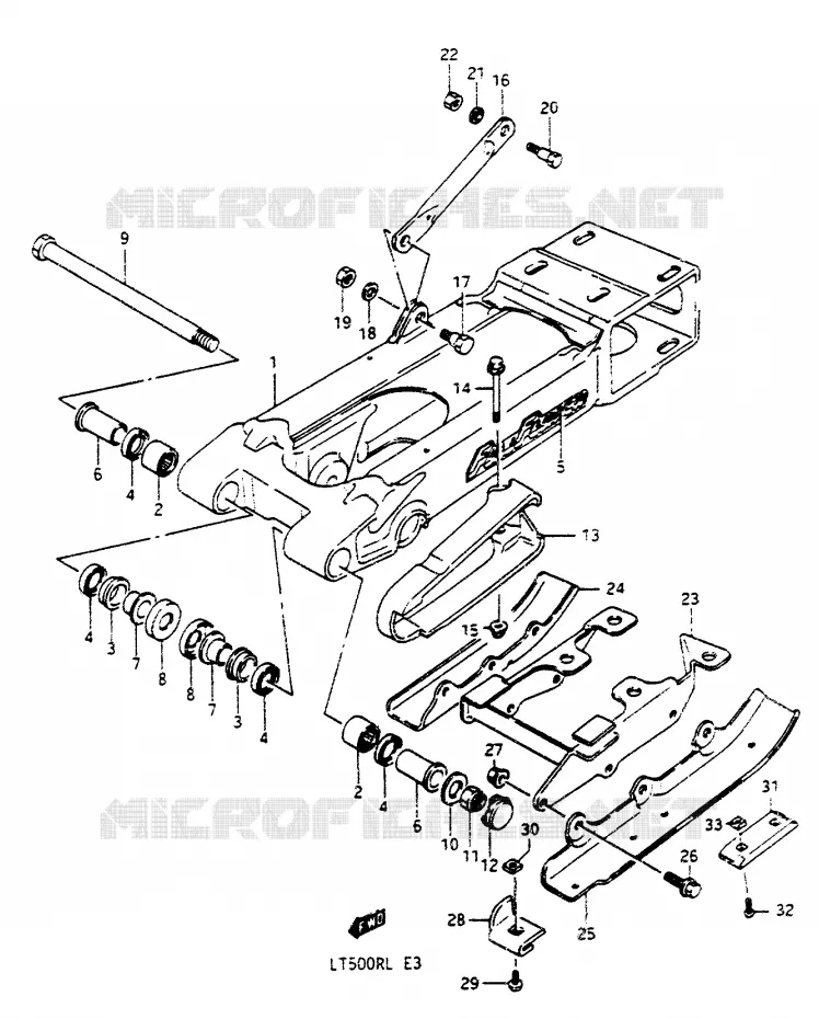 BRAS OSCILLANT ARRIERE (MODELE H) Suzuki QUAD 500 QUADRACER 1989  LT500RK(H/J/K/L)