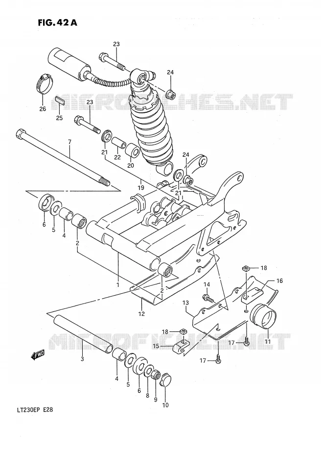 BRAS OSCILLANT ARRIERE (MODELE J/K/L) Suzuki QUAD 230 QUADSPORT 1987  LT230EH(E28)