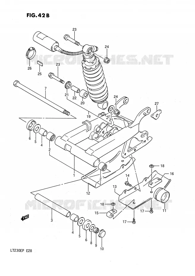 BRAS OSCILLANT ARRIERE (MODELE M/N/P) Suzuki QUAD 230 QUADSPORT 1992  LT230EN(E28)