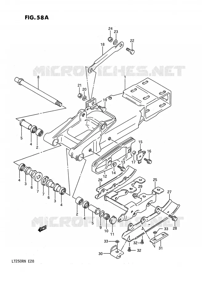 BRAS OSCILLANT ARRIERE (MODELE M/N) Suzuki QUAD 250 QUADRACER 1990  LT250RL(E28)