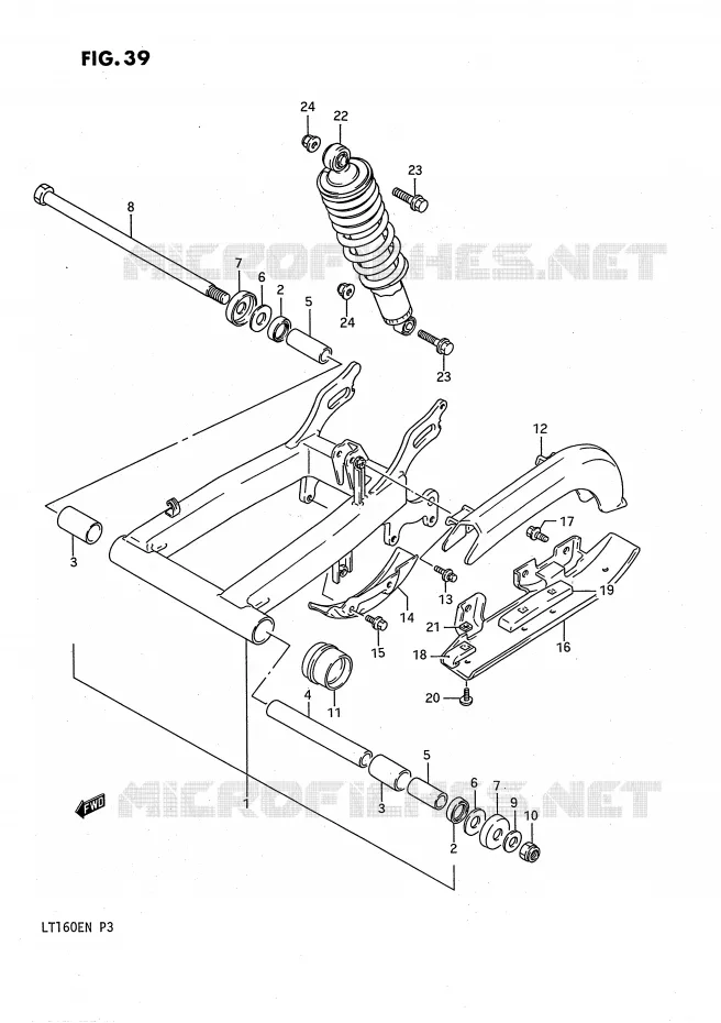 BRAS OSCILLANT ARRIERE Suzuki QUAD 160 QUADRUNNER 1991  LT160EM(P3)