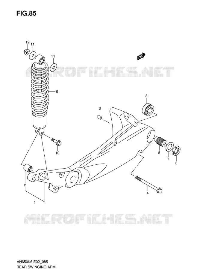 BRAS OSCILLANT ARRIERE Suzuki SCOOTER 650 BURGMAN 2008  AN650K8(E2)