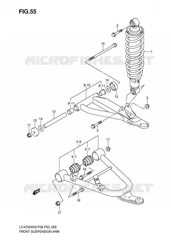 BRAS SUSPENSION AVANT Suzuki QUAD 700 KINGQUAD 2007  LT-A700XK7(P28/P33)