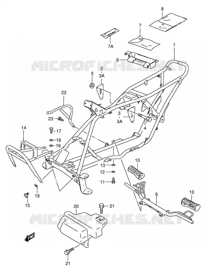 CADRE - REPOSE PIEDS Suzuki QUAD 50 MINIQUAD-SPORT 2002  LT50K2(P1)