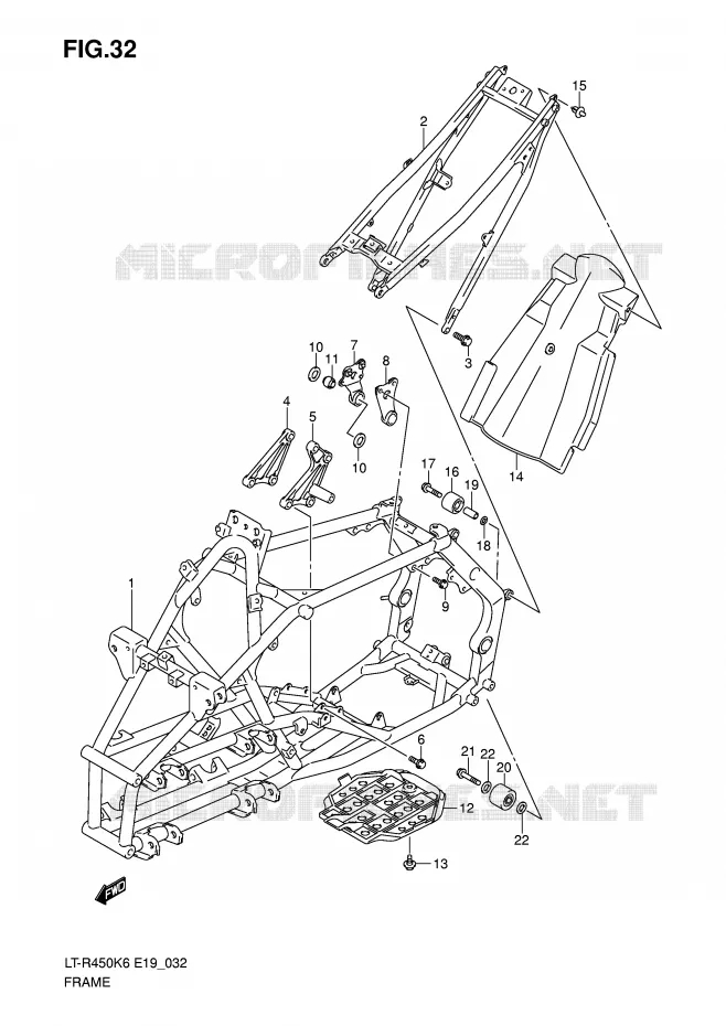 CADRE (MODEL K6/K7/K8) Suzuki QUAD 450 QUADRACER 2010  LT-R450L0(E19)