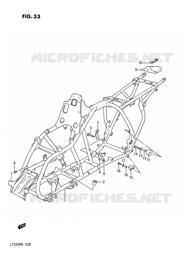 CADRE (MODELE F/G) Suzuki QUAD 250 QUADRACER 1990  LT250RL(E28)