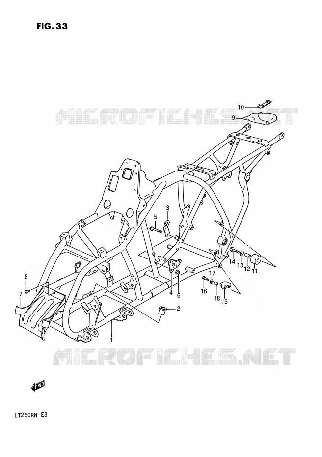 CADRE (MODELE F/G) Suzuki QUAD 250 QUADRACER 1990  LT250RL(E3)