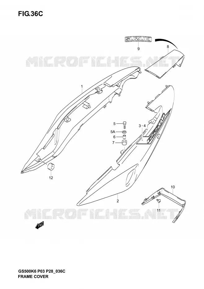 CARENAGES ARRIERE  (GS500K5 P28) Suzuki MOTO 500 GS-E 2004  GS500K4(P3)