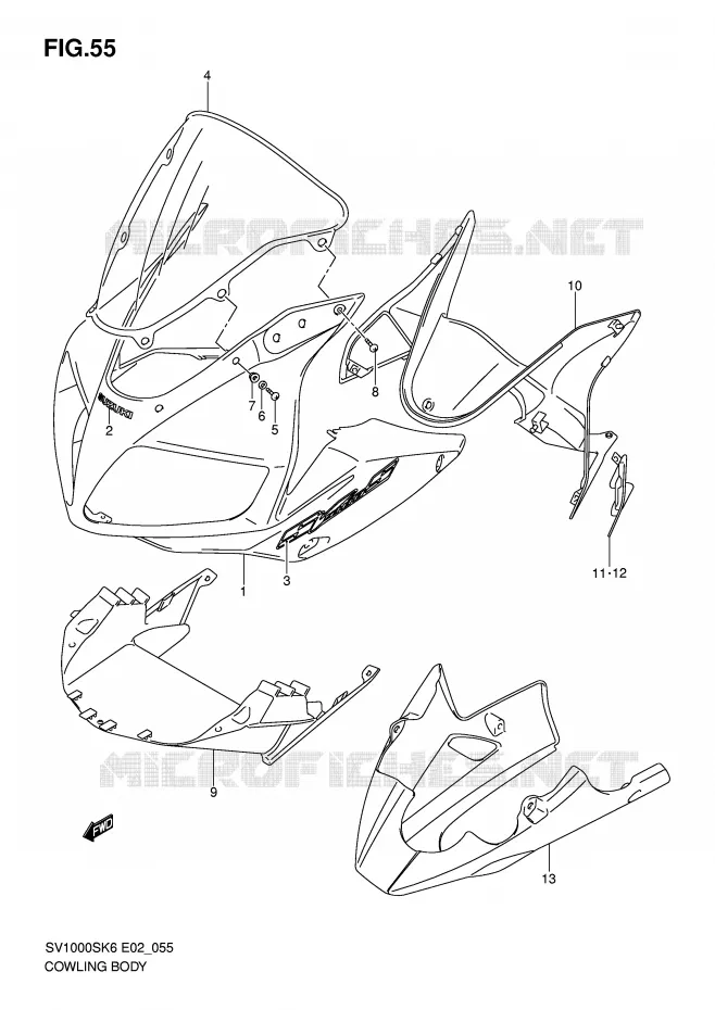 CARENAGES (SV1000S/S1/S2 K6) Suzuki MOTO 1000 SV 2006  SV1000S2K6(E2)