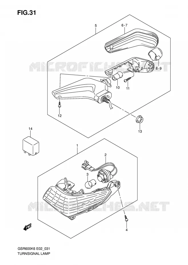 CLIGNOTANTS Suzuki MOTO 600 GSR 2010  GSR600UAL0(E2)