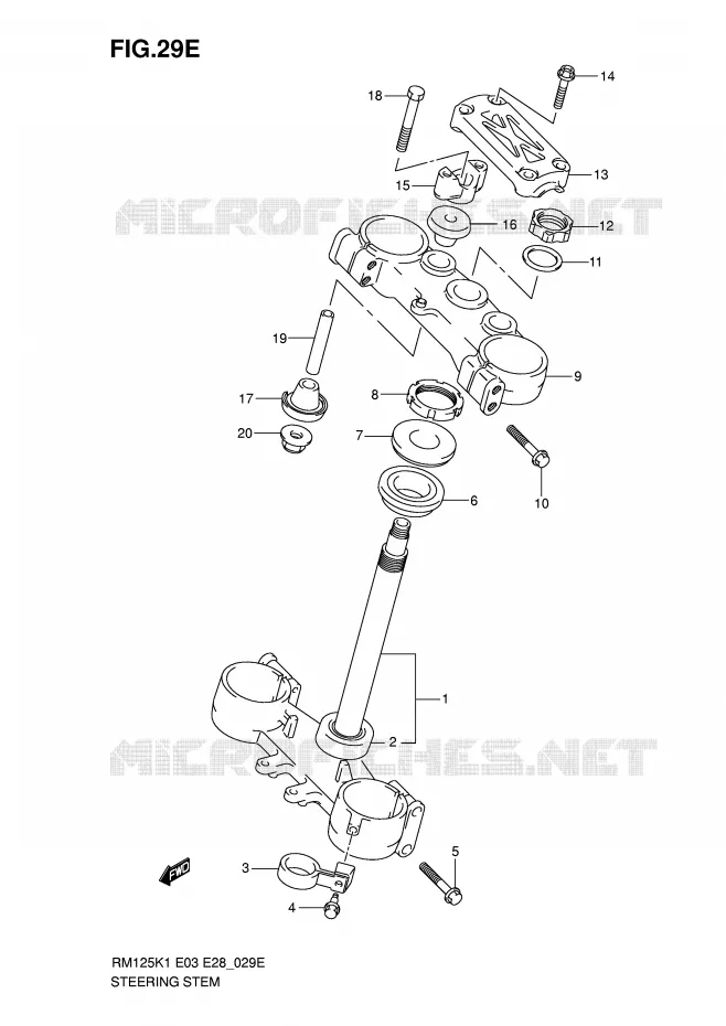 COLONNE DE DIRECTION (MODELE K6) Suzuki MOTO 125 RM 2003  RM125K3
