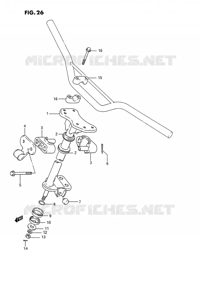 COLONNE DE DIRECTION Suzuki QUAD 250 QUADRACER 1990  LT250RL(E1)