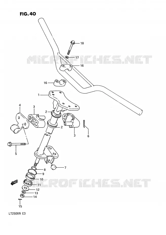 COLONNE DE DIRECTION Suzuki QUAD 250 QUADRACER 1990  LT250RL(E3)