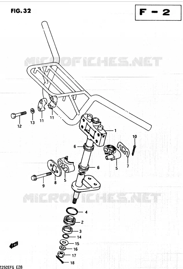 COLONNE DE DIRECTION Suzuki QUAD 250 QUADRUNNER 1985  LT250EFF(F/2/G)
