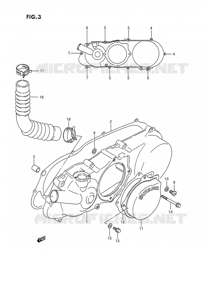 COUVERCLE DE CARTER GAUCHE Suzuki QUAD 80 QUADSPORT 1993  LT80P(P1)