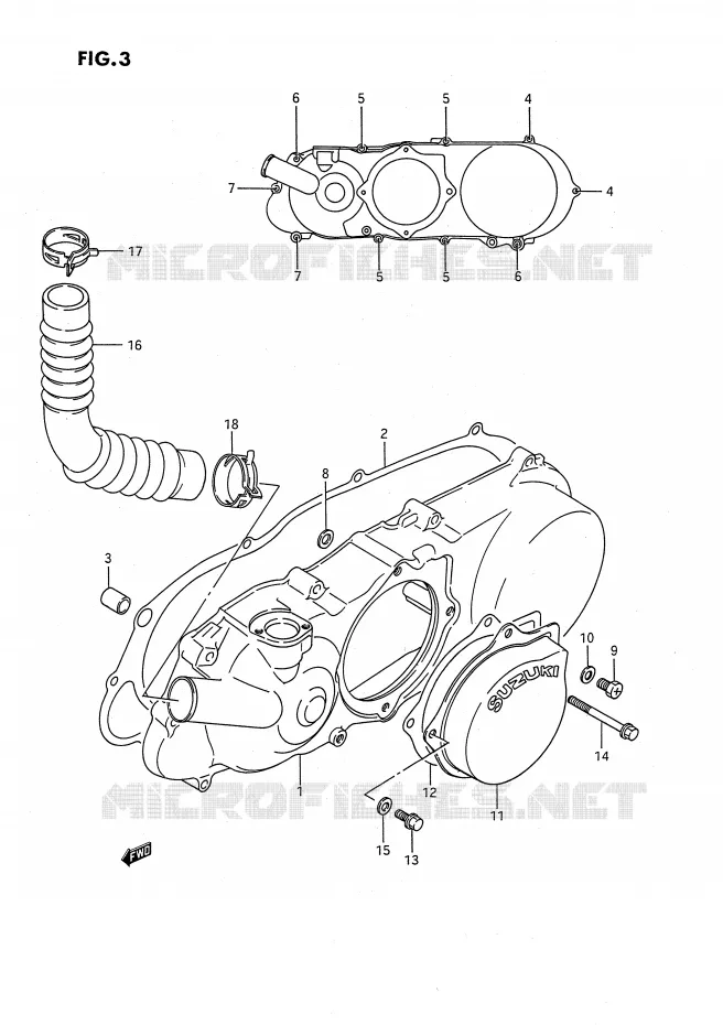 COUVERCLE DE CARTER GAUCHE Suzuki QUAD 80 QUADSPORT 1995  LT80S(P28)