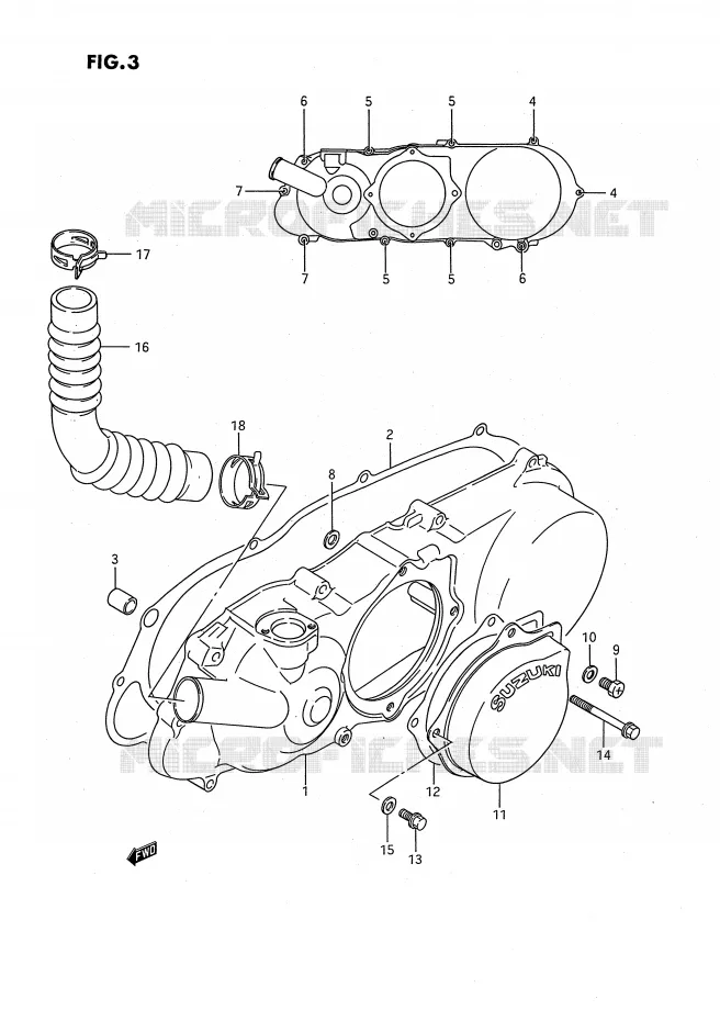 COUVERCLE DE CARTER GAUCHE Suzuki QUAD 80 QUADSPORT 1995  LT80S(P3)