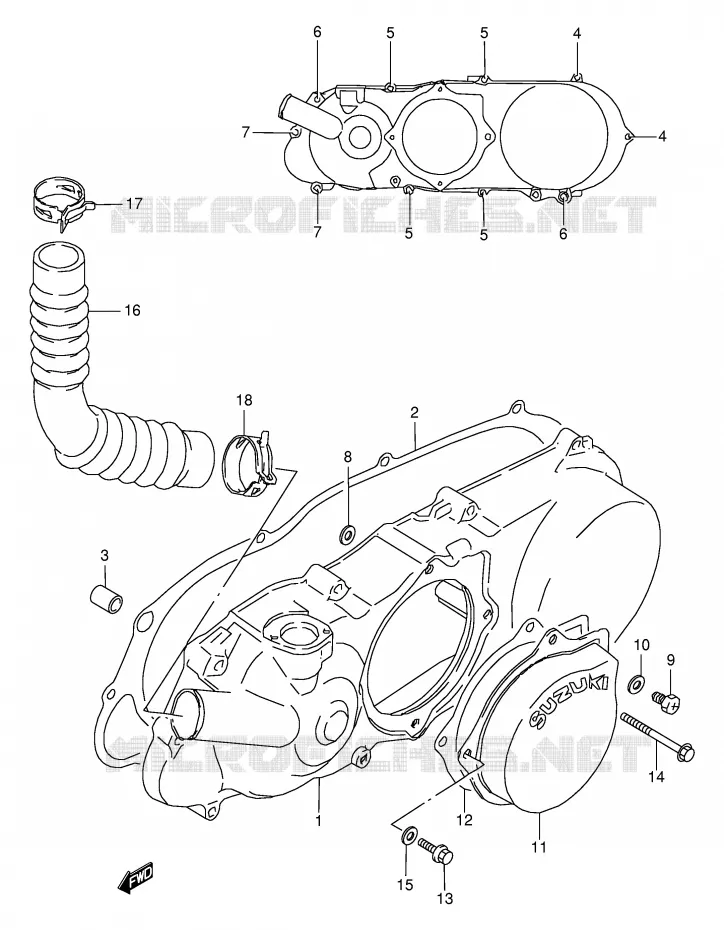 COUVERCLE DE CARTER GAUCHE Suzuki QUAD 80 QUADSPORT 1997  LT80V(P3/P28)