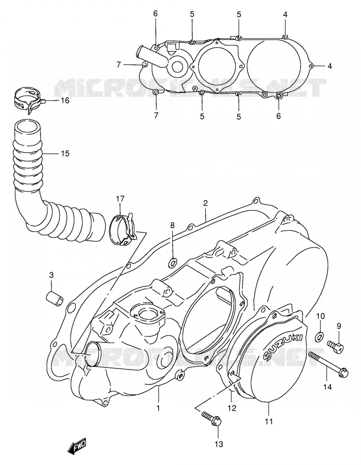 COUVERCLE DE CARTER GAUCHE Suzuki QUAD 80 QUADSPORT 2002  LT80K2(P3/P28)