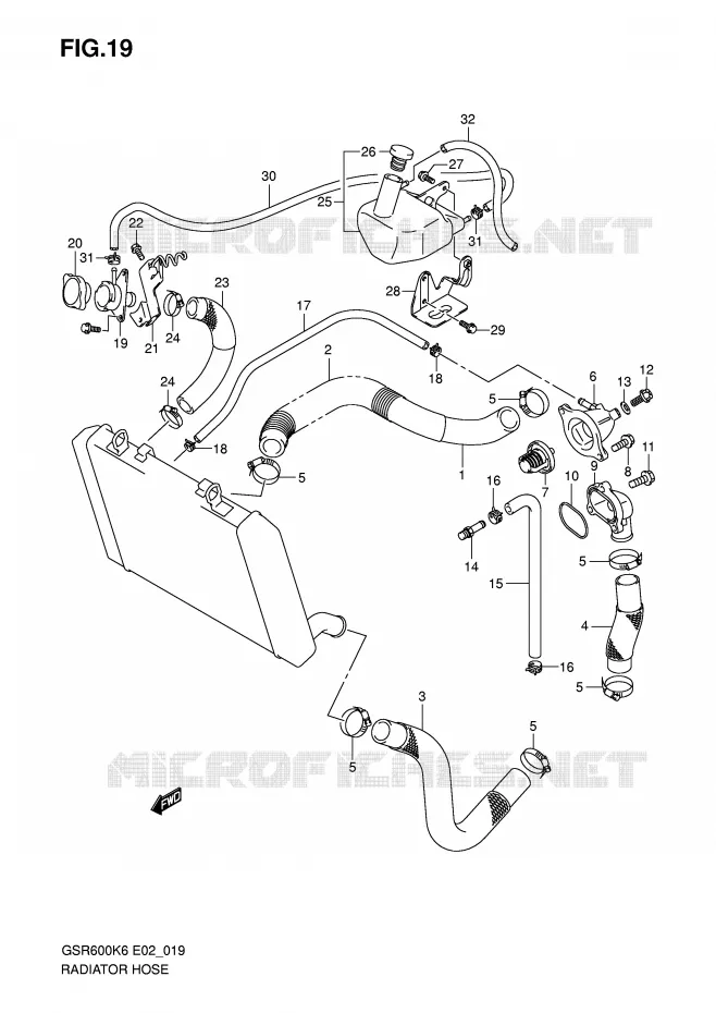 DURITE DE RADIATEUR Suzuki MOTO 600 GSR 2010  GSR600L0(E2)