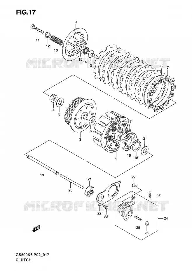 EMBRAYAGE Suzuki MOTO 500 GS-F 2005  GS500FK5(P19)