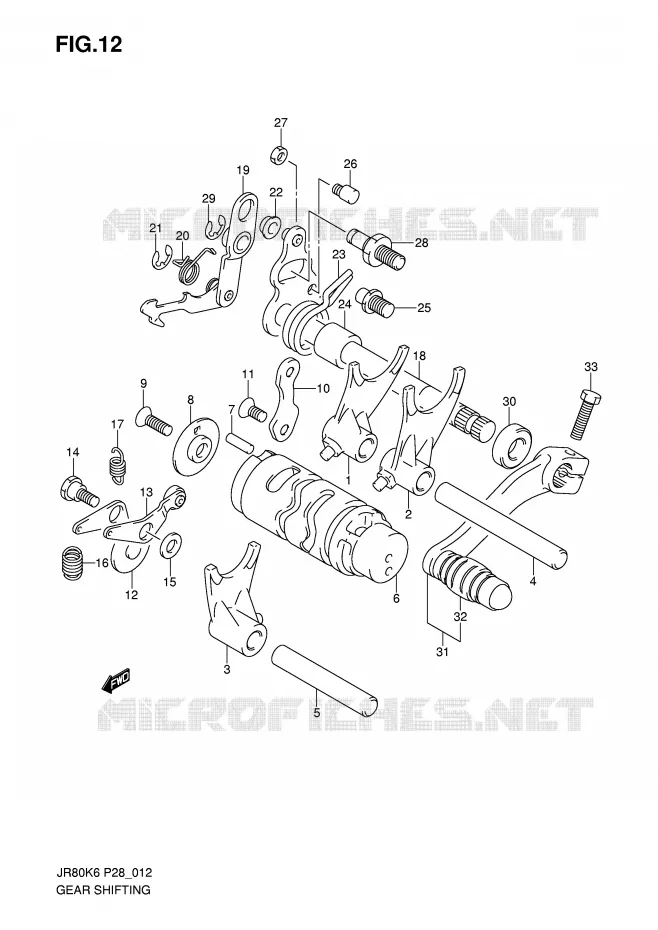 ENSEMBLE DE SELECTION DE VITESSES Suzuki MOTO 80 JR 2006  JR80K6(P28)