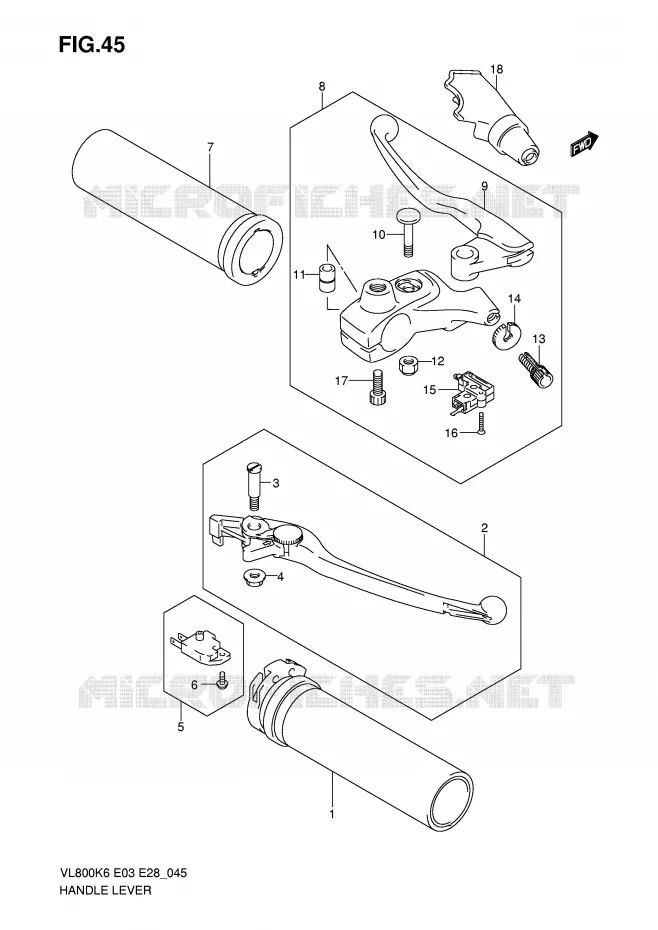 ENSEMBLE LEVIERS - POIGNEES (MODELE K6) Suzuki MOTO 800 INTRUDER 2010  VL800CL0(E3/E28)