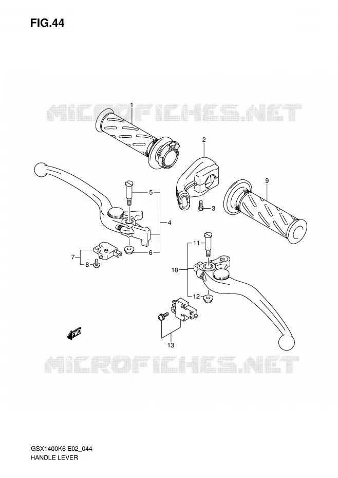 ENSEMBLE LEVIERS - POIGNEES Suzuki MOTO 1400 GSX 2007  GSX1400ZK7(E2)