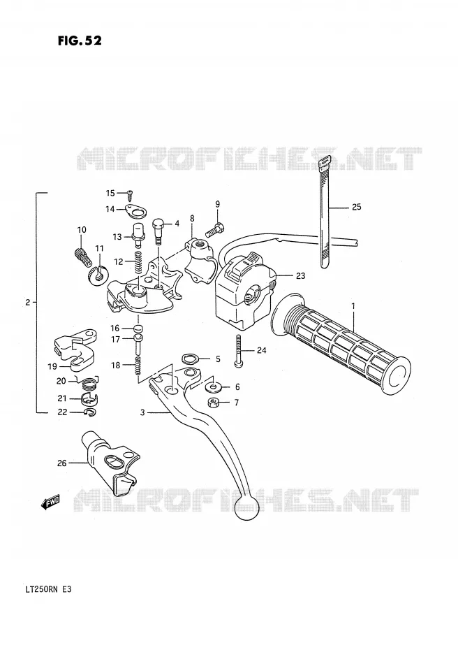 ENSEMBLE POIGNEE GAUCHE Suzuki QUAD 250 QUADRACER 1992  LT250RN(E3)