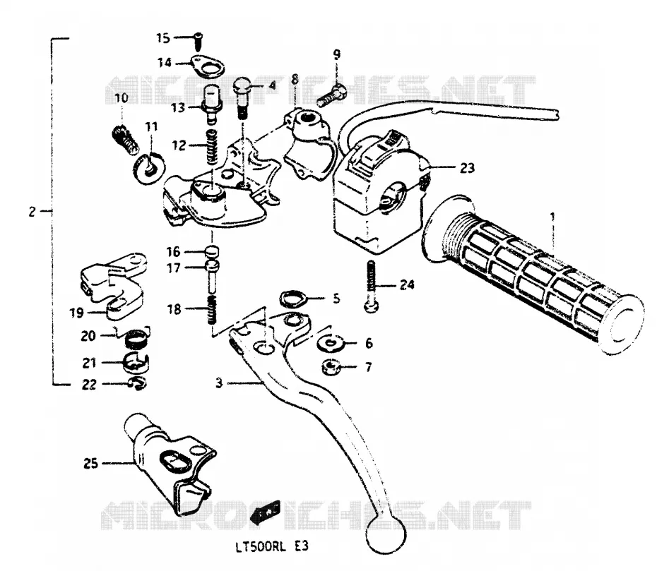 ENSEMBLE POIGNEE GAUCHE Suzuki QUAD 500 QUADRACER 1988  LT500RJ(H/J/K/L)