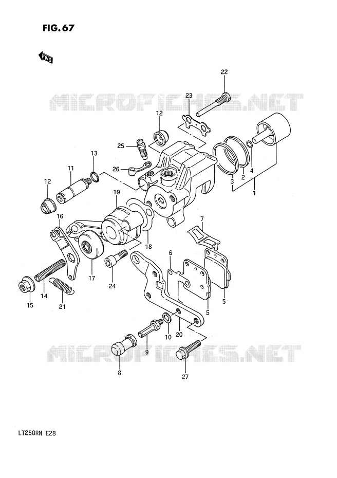 ETRIER DE FREIN ARRIERE (MODELE F/G) Suzuki QUAD 250 QUADRACER 1990  LT250RL(E28)