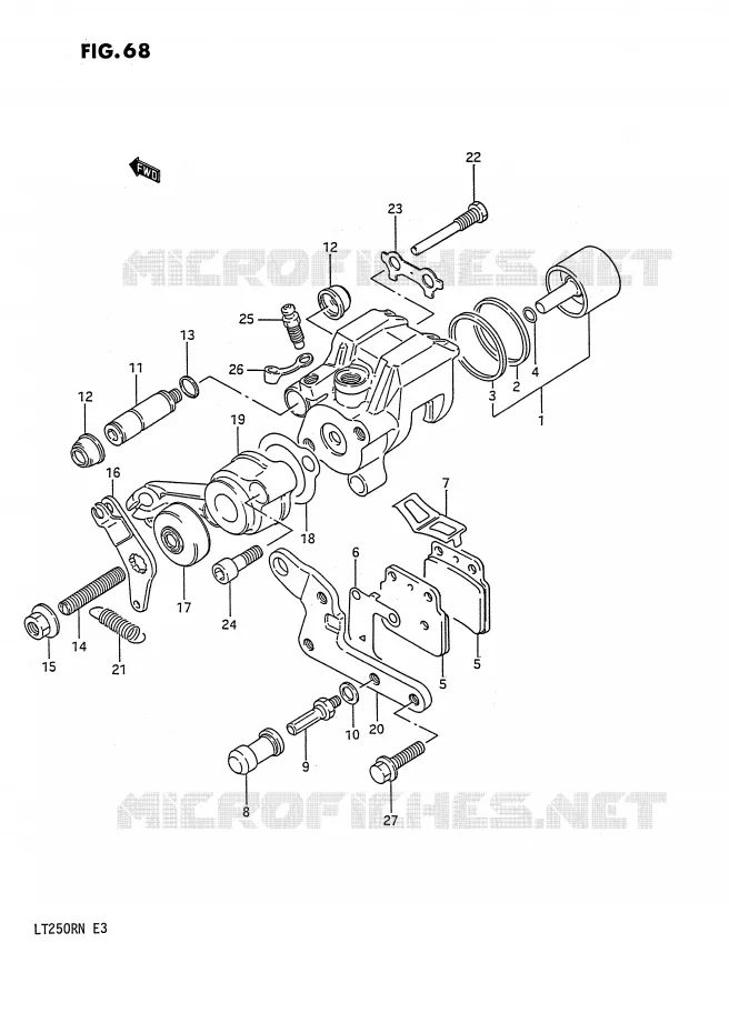 ETRIER DE FREIN ARRIERE (MODELE H/J/K/L/M/N) Suzuki QUAD 250 QUADRACER 1986  LT250RG(E3)