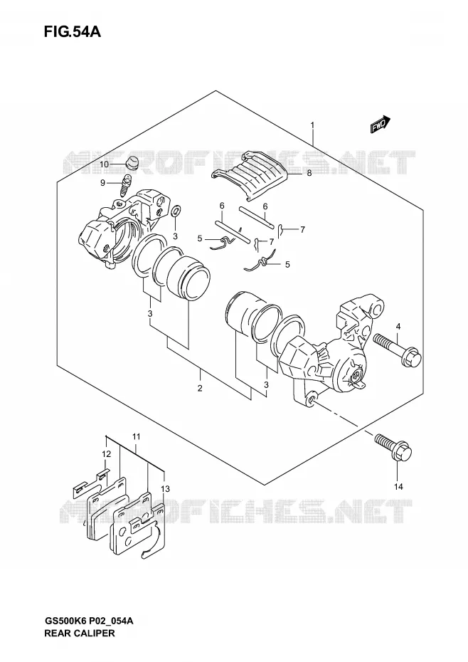 ETRIER DE FREIN ARRIERE (MODELE K4/K5/K6) Suzuki MOTO 500 GS-E 2006  GS500K6(P19)